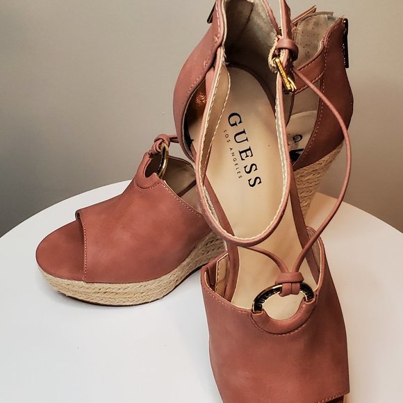Guess Pink Suede Wedges Size 8.5 - Picture 5 of 6
